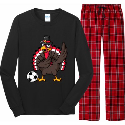 Dabbing Pilgrim Turkey Thanksgiving Day Soccer Gobble Player Cute Gift Long Sleeve Pajama Set