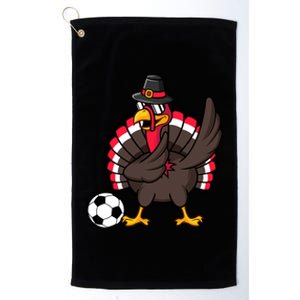 Dabbing Pilgrim Turkey Thanksgiving Day Soccer Gobble Player Cute Gift Platinum Collection Golf Towel