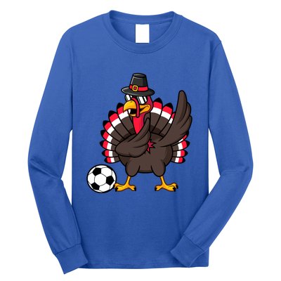 Dabbing Pilgrim Turkey Thanksgiving Day Soccer Gobble Player Cute Gift Long Sleeve Shirt