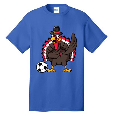 Dabbing Pilgrim Turkey Thanksgiving Day Soccer Gobble Player Cute Gift Tall T-Shirt