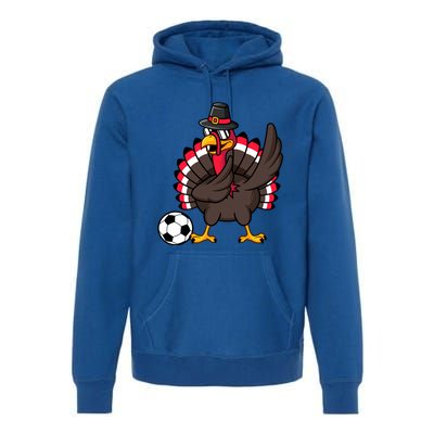 Dabbing Pilgrim Turkey Thanksgiving Day Soccer Gobble Player Cute Gift Premium Hoodie