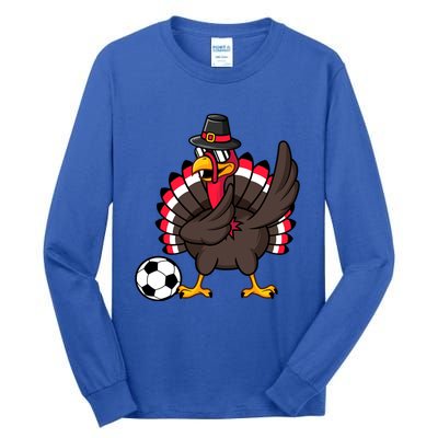 Dabbing Pilgrim Turkey Thanksgiving Day Soccer Gobble Player Cute Gift Tall Long Sleeve T-Shirt