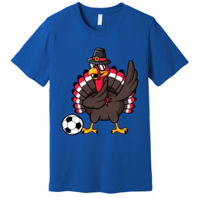 Dabbing Pilgrim Turkey Thanksgiving Day Soccer Gobble Player Cute Gift Premium T-Shirt