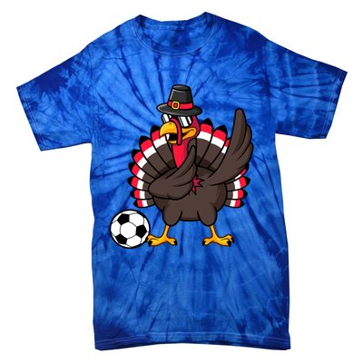 Dabbing Pilgrim Turkey Thanksgiving Day Soccer Gobble Player Cute Gift Tie-Dye T-Shirt