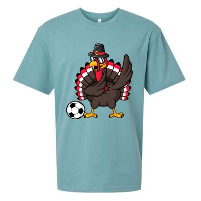 Dabbing Pilgrim Turkey Thanksgiving Day Soccer Gobble Player Cute Gift Sueded Cloud Jersey T-Shirt