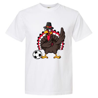 Dabbing Pilgrim Turkey Thanksgiving Day Soccer Gobble Player Cute Gift Garment-Dyed Heavyweight T-Shirt