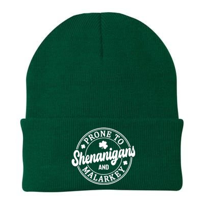 Distressed Prone To Shenanigans And Malarkey St Patricks Day Knit Cap Winter Beanie