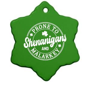 Distressed Prone To Shenanigans And Malarkey St Patricks Day Ceramic Star Ornament