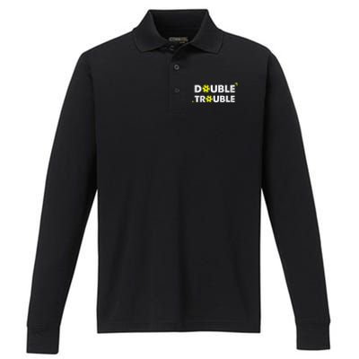 Double Pickleball Trouble Performance Long Sleeve Polo