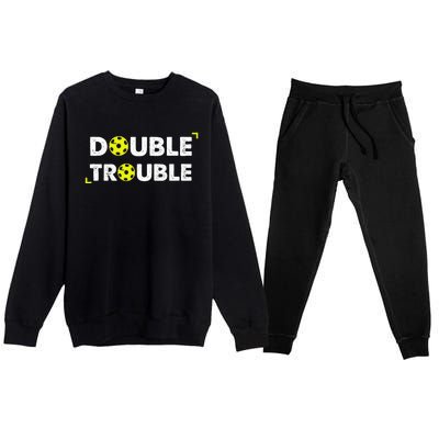 Double Pickleball Trouble Premium Crewneck Sweatsuit Set