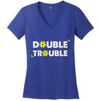 Double Pickleball Trouble Women's V-Neck T-Shirt