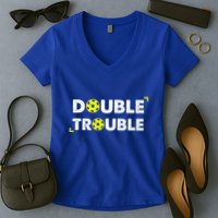Double Pickleball Trouble Women's V-Neck T-Shirt