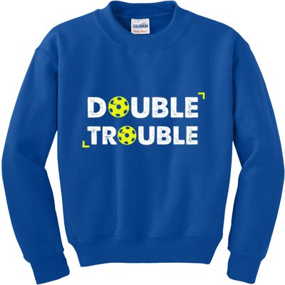 Double Pickleball Trouble Kids Sweatshirt