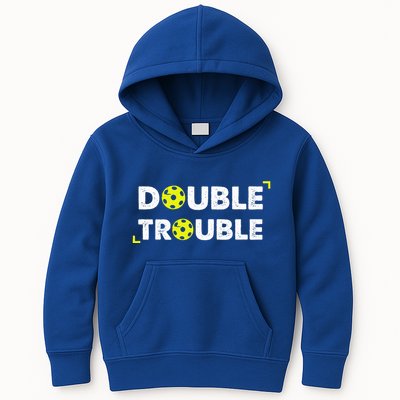 Double Pickleball Trouble Kids Hoodie