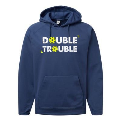 Double Pickleball Trouble Performance Fleece Hoodie