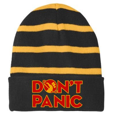 DonT Panic The HitchhikerS Guide To The Galaxy Striped Beanie with Solid Band