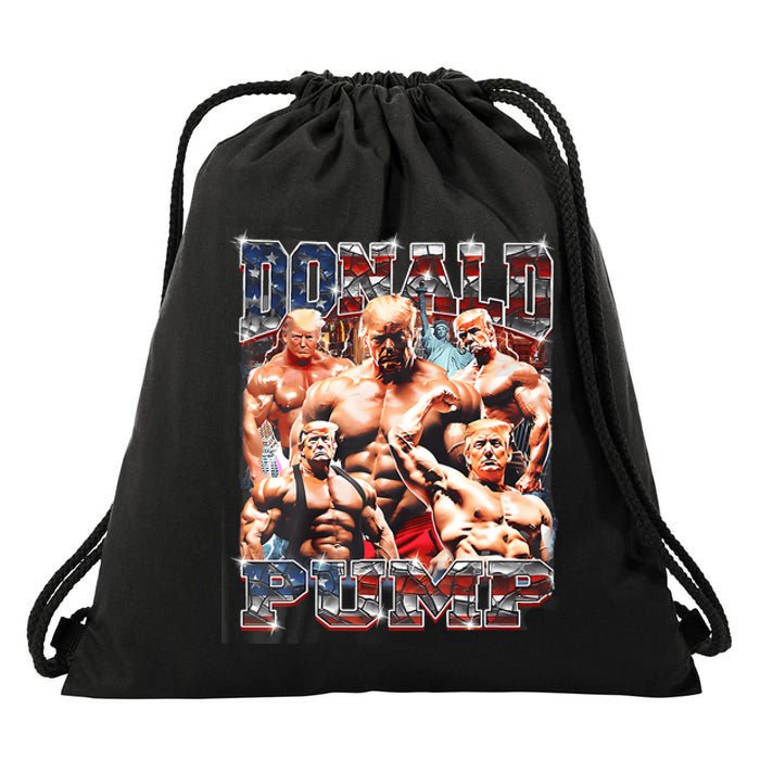 Donald Pump Trump 2024 Weight Lifting Gym Fitness Drawstring Bag