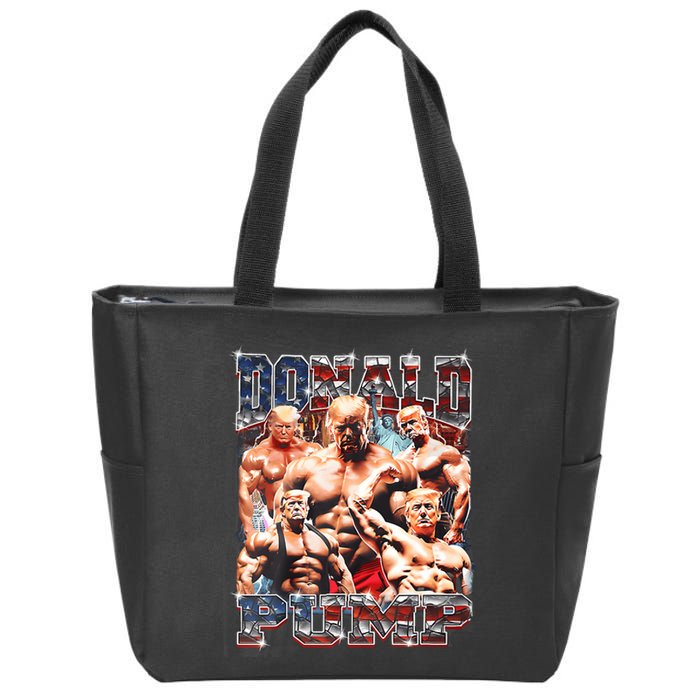 Donald Pump Trump 2024 Weight Lifting Gym Fitness Zip Tote Bag