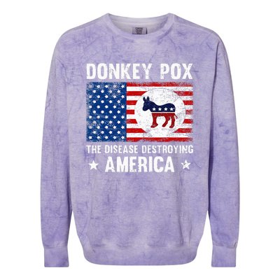 Donkey Pox The Disease Destroying America Funny Anti Biden Colorblast Crewneck Sweatshirt