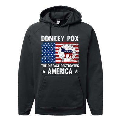 Donkey Pox The Disease Destroying America Funny Anti Biden Performance Fleece Hoodie