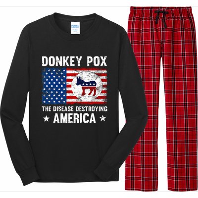 Donkey Pox The Disease Destroying America Funny Anti Biden Long Sleeve Pajama Set