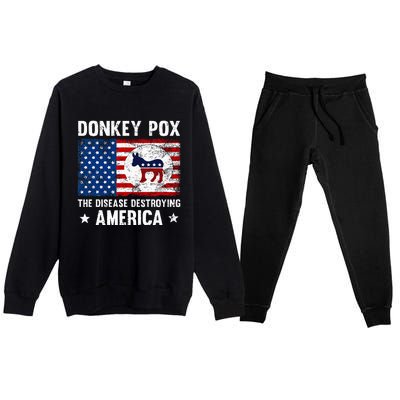 Donkey Pox The Disease Destroying America Funny Anti Biden Premium Crewneck Sweatsuit Set