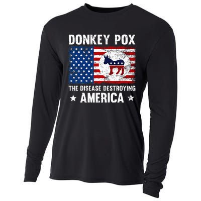 Donkey Pox The Disease Destroying America Funny Anti Biden Cooling Performance Long Sleeve Crew