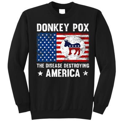 Donkey Pox The Disease Destroying America Funny Anti Biden Tall Sweatshirt