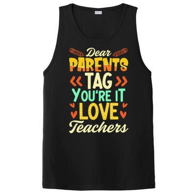 Dear Parents Tag Youre It Love Teacher Funny Graduation Gift PosiCharge Competitor Tank