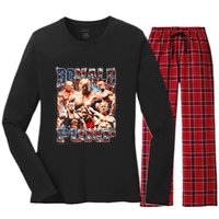 Donald Pump Trump 2024 Weight Lifting Gym Fitness Women's Long Sleeve Flannel Pajama Set 