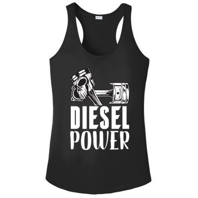 Diesel Power Truck Mechanic Turbo Turbocharger Rig Trucker Gift Ladies PosiCharge Competitor Racerback Tank