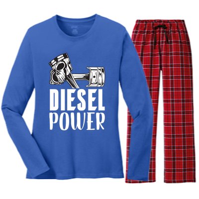 Diesel Power Truck Mechanic Turbo Turbocharger Rig Trucker Gift Women's Long Sleeve Flannel Pajama Set 