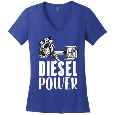 Diesel Power Truck Mechanic Turbo Turbocharger Rig Trucker Gift Women's V-Neck T-Shirt