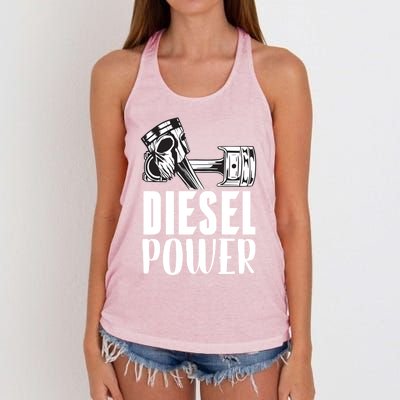 Diesel Power Truck Mechanic Turbo Turbocharger Rig Trucker Gift Women's Knotted Racerback Tank