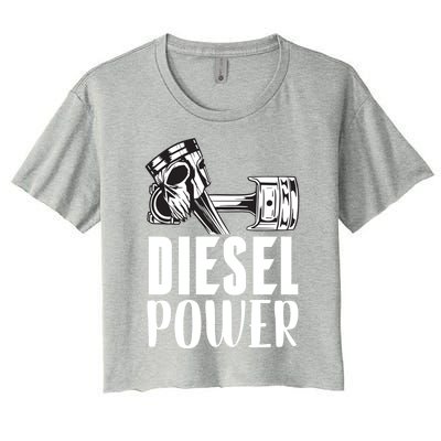 Diesel Power Truck Mechanic Turbo Turbocharger Rig Trucker Gift Women's Crop Top Tee