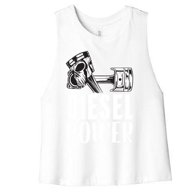 Diesel Power Truck Mechanic Turbo Turbocharger Rig Trucker Gift Women's Racerback Cropped Tank