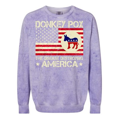 Donkey Pox The Disease Destroying America Funny Anti Biden Colorblast Crewneck Sweatshirt