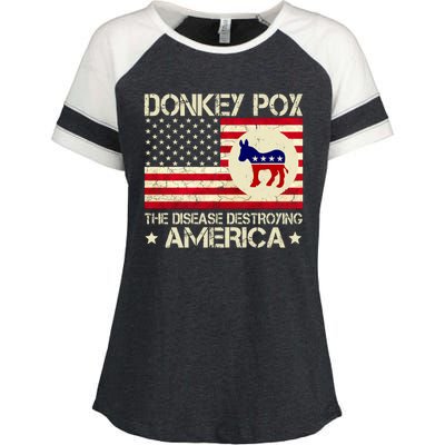 Donkey Pox The Disease Destroying America Funny Anti Biden Enza Ladies Jersey Colorblock Tee