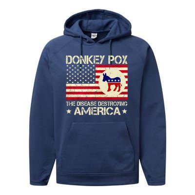 Donkey Pox The Disease Destroying America Funny Anti Biden Performance Fleece Hoodie