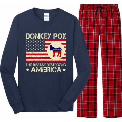 Donkey Pox The Disease Destroying America Funny Anti Biden Long Sleeve Pajama Set