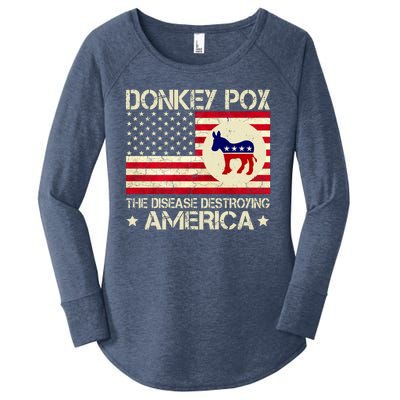 Donkey Pox The Disease Destroying America Funny Anti Biden Women's Perfect Tri Tunic Long Sleeve Shirt