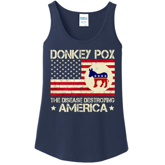 Donkey Pox The Disease Destroying America Funny Anti Biden Ladies Essential Tank