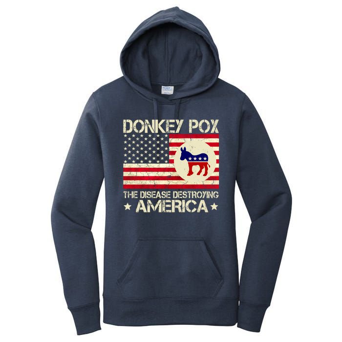 Donkey Pox The Disease Destroying America Funny Anti Biden Women's Pullover Hoodie