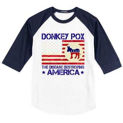 Donkey Pox The Disease Destroying America Funny Anti Biden Baseball Sleeve Shirt