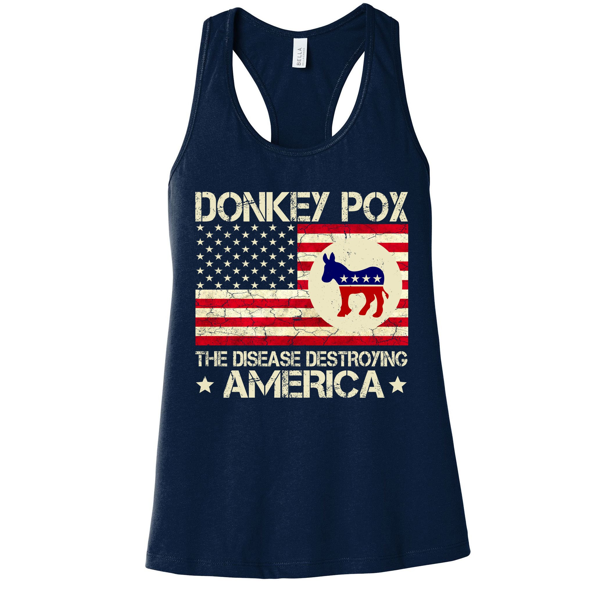Donkey Pox The Disease Destroying America Funny Anti Biden Womens Tank Top