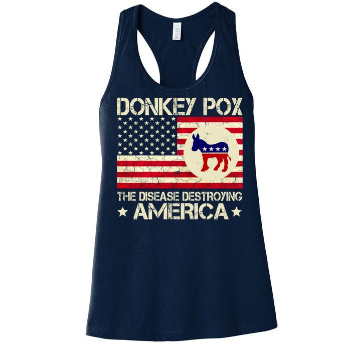 Donkey Pox The Disease Destroying America Funny Anti Biden Women's Racerback Tank