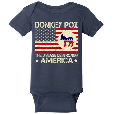 Donkey Pox The Disease Destroying America Funny Anti Biden Baby Bodysuit