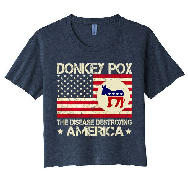 Donkey Pox The Disease Destroying America Funny Anti Biden Crop Top