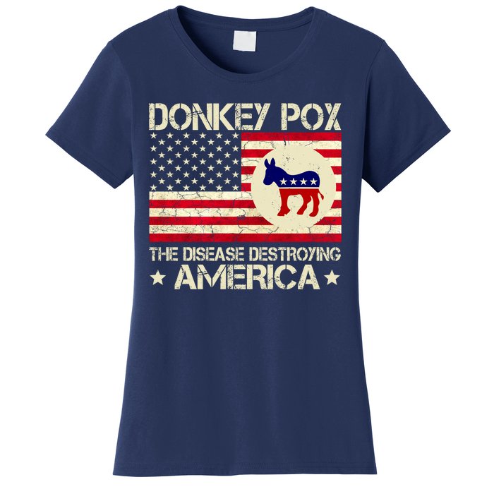 Donkey Pox The Disease Destroying America Funny Anti Biden Women's T-Shirt