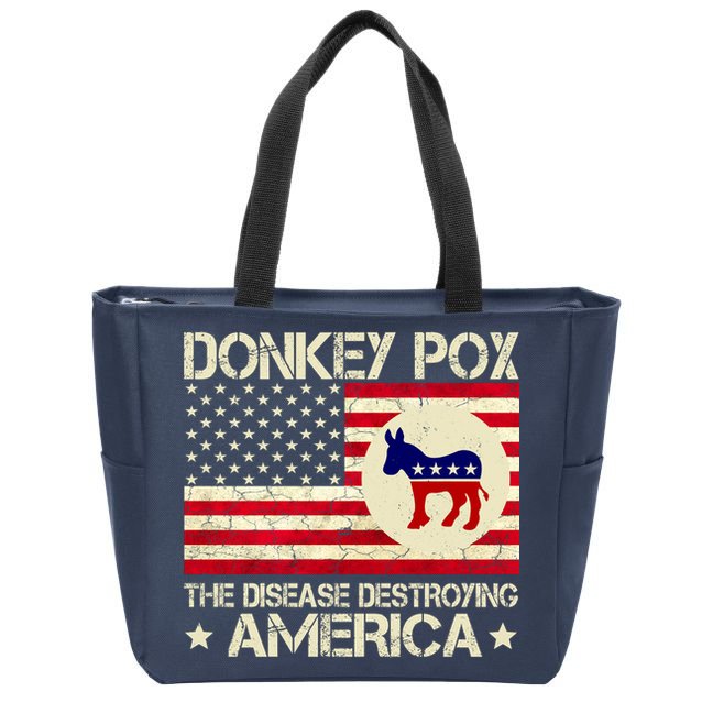 Donkey Pox The Disease Destroying America Funny Anti Biden Zip Tote Bag
